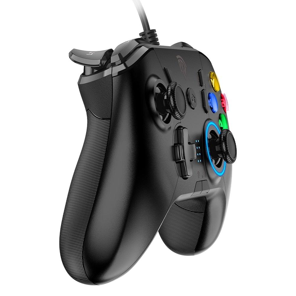 Black Sustainable Wired Joystick Game Controller With Customized Buttons Programable With PC Laptop
