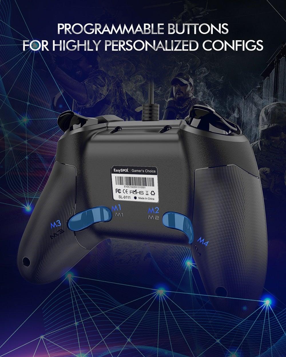 Black Sustainable Wired Joystick Game Controller With Customized Buttons Programable With PC Laptop