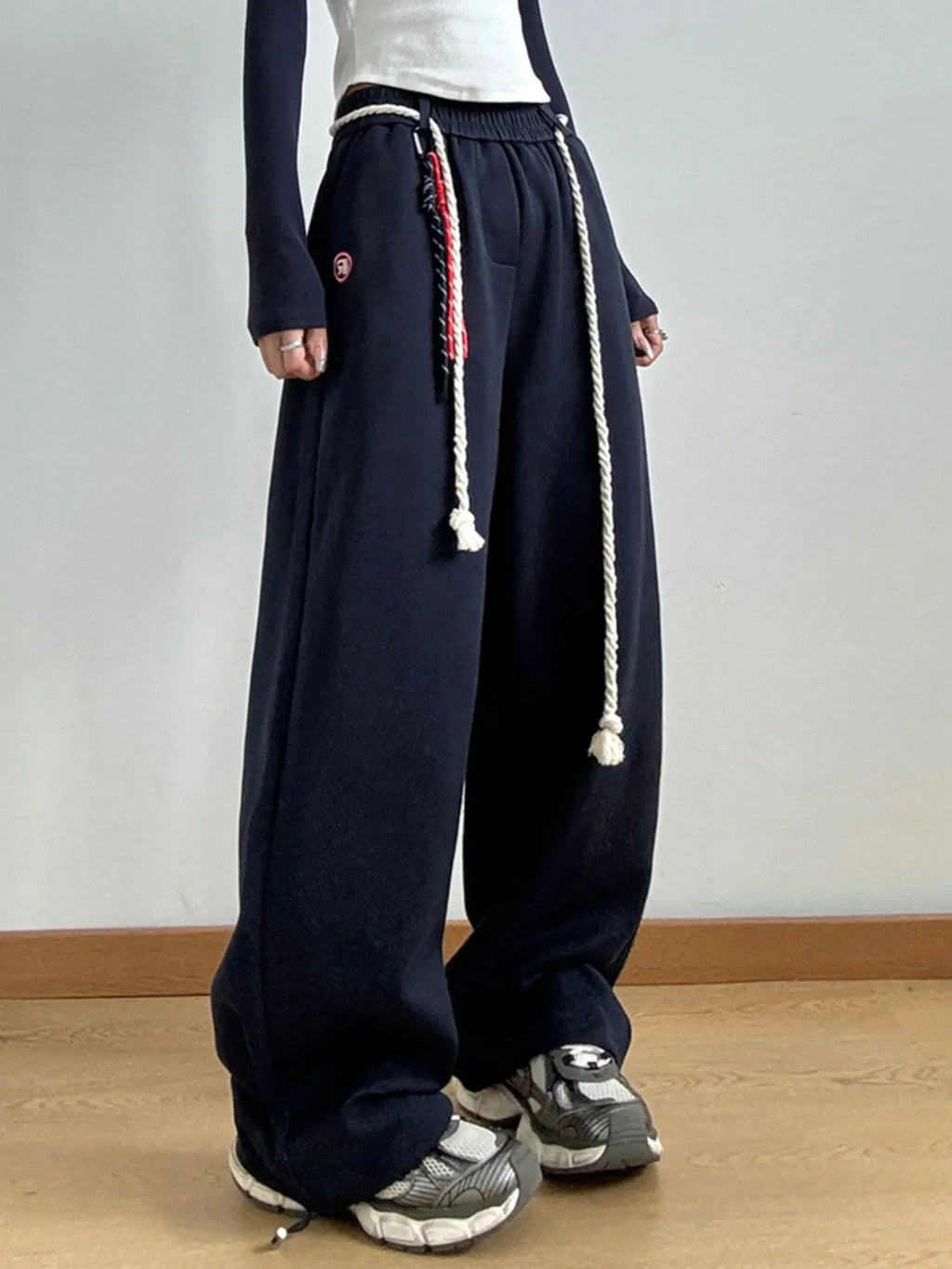 Decorative Rope Detail Casual Pants