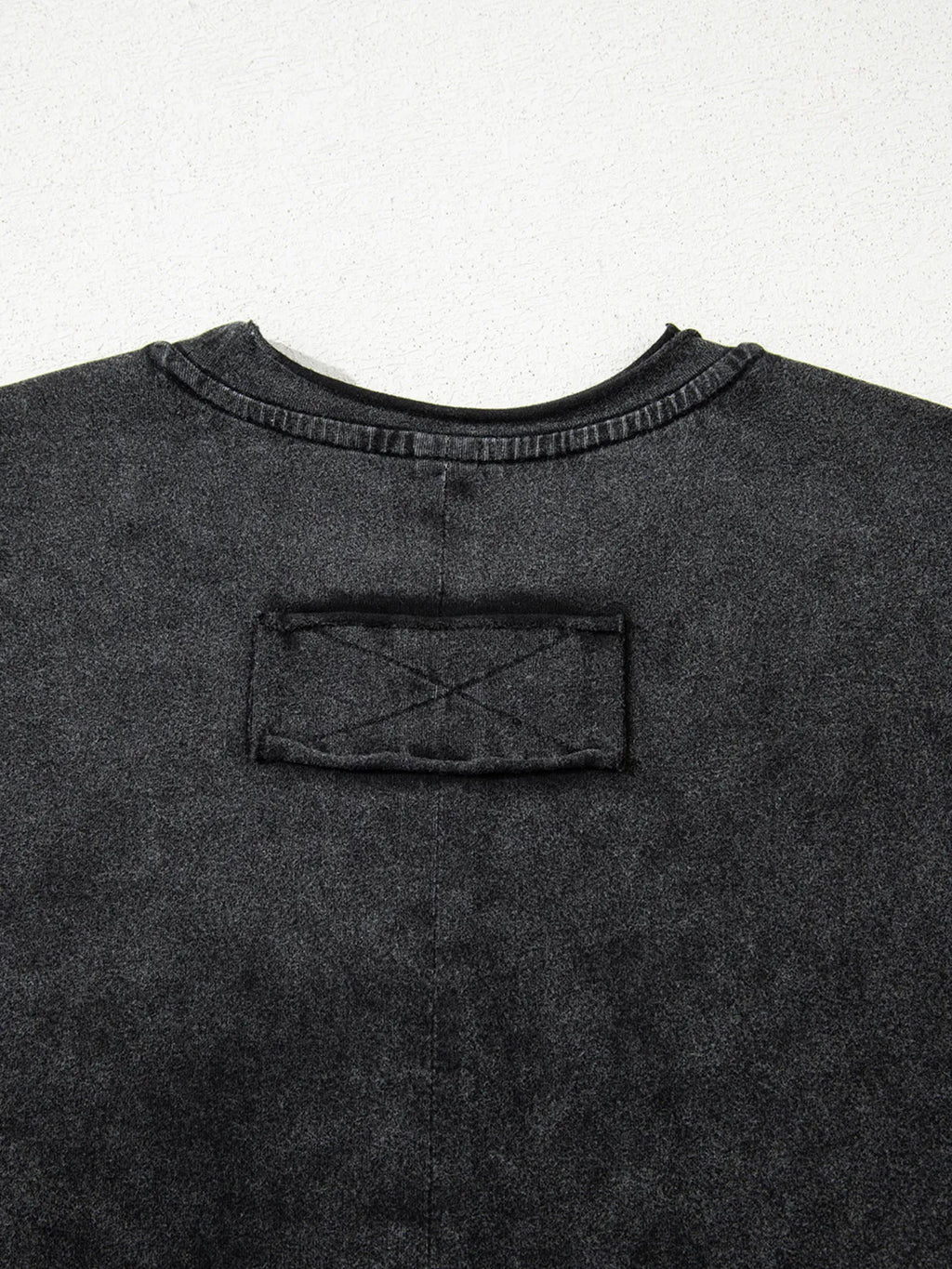 Floral Embroidered Mineral Wash Crew Neck T Shirt