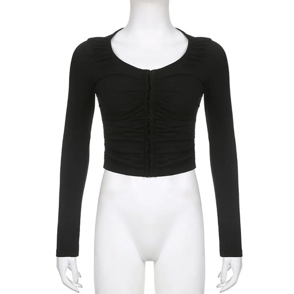 Coquette Ruched T-shirt With Hooks
