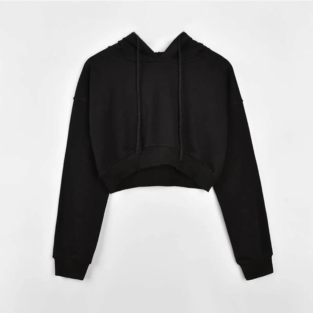 Solid Color Cropped Hoodie