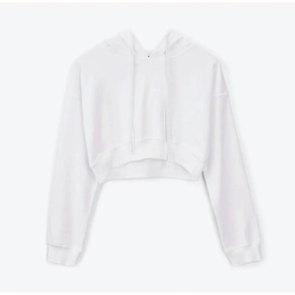 Solid Color Cropped Hoodie