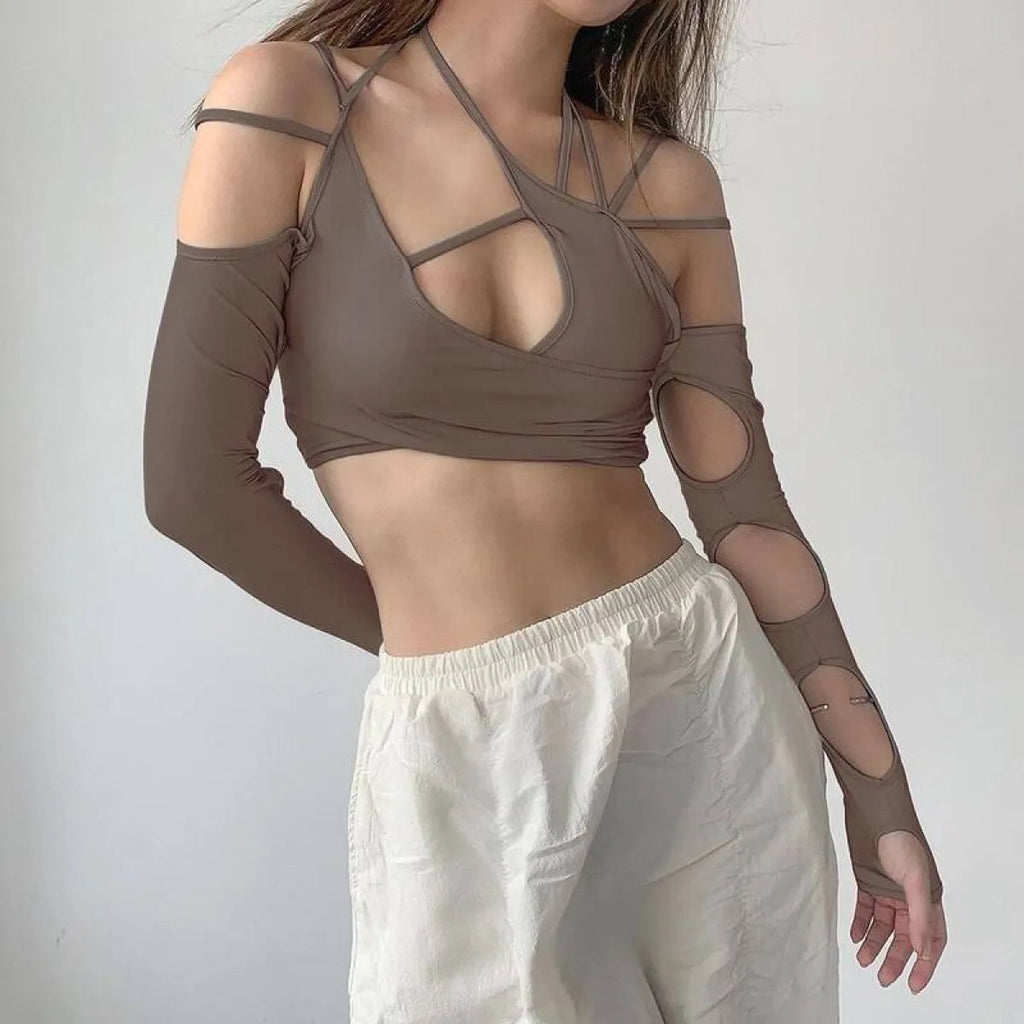 Cyber Punk Long Sleeve Crop Top