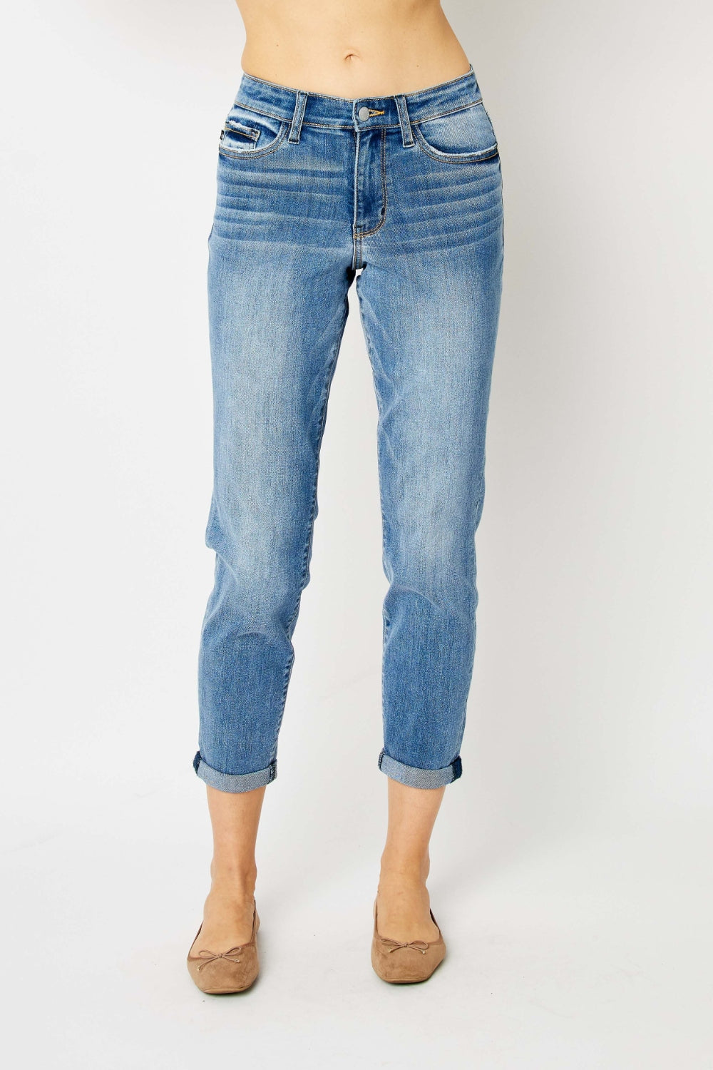 Judy Blue Low-Rise Cuffed Slim Jeans