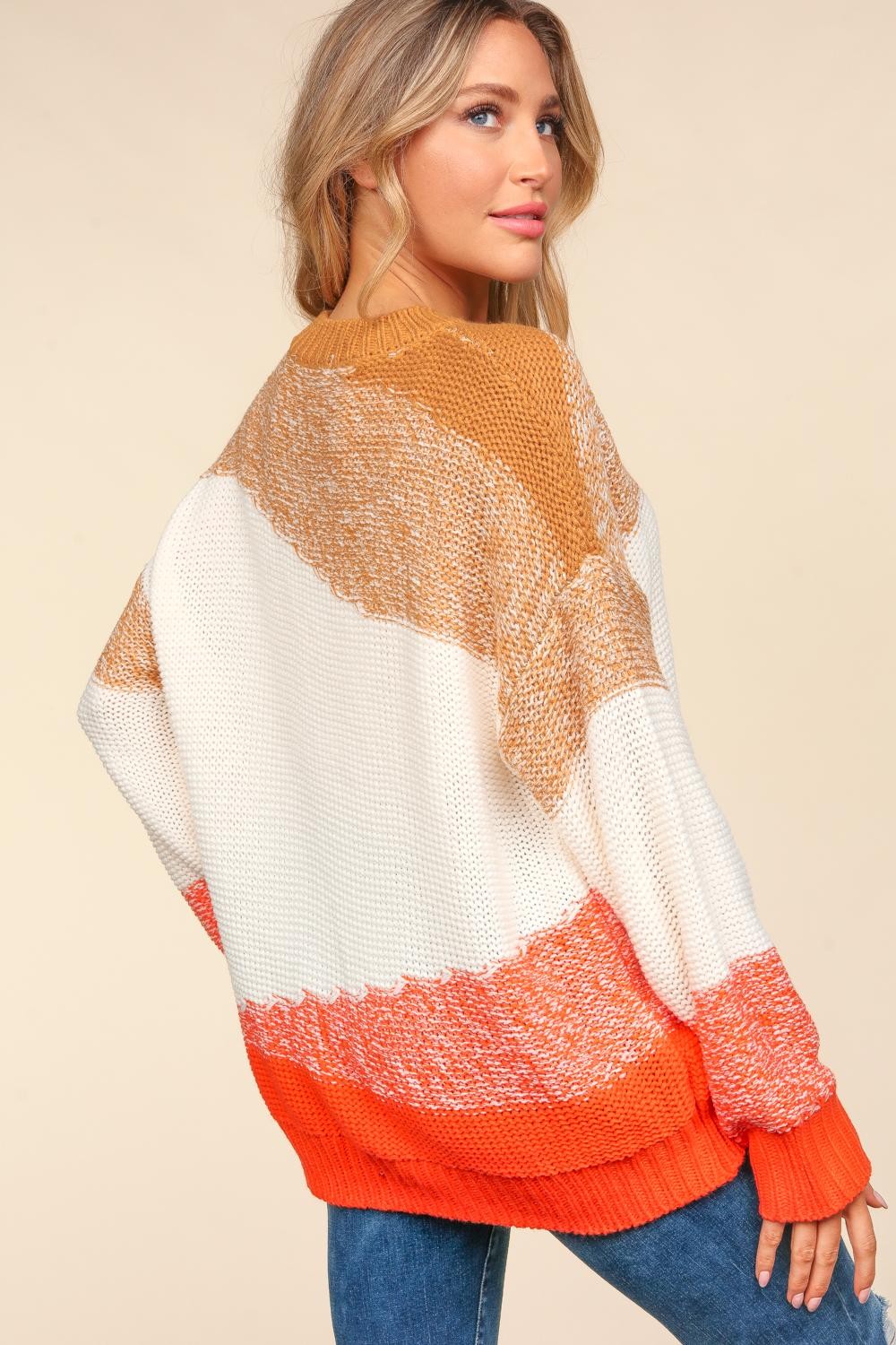 Back To School Sweater - Haptics Color Block Long Sleeve Sweater