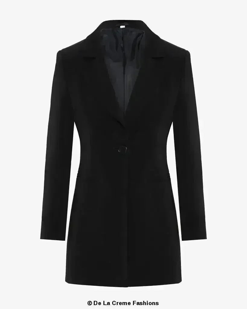 De La Creme Womens Collared Formal Longline Blazer