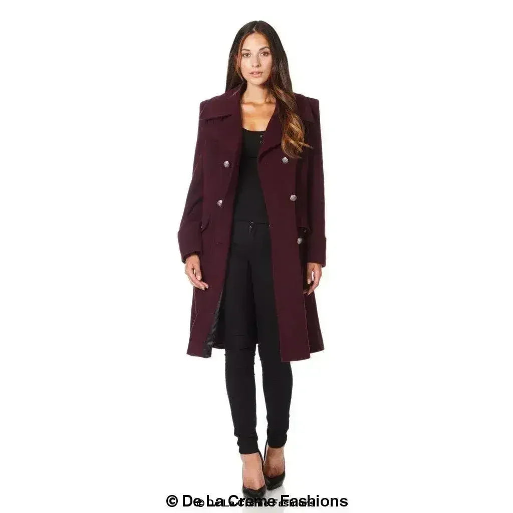 Wool Blend Double Breasted Midi Coat
