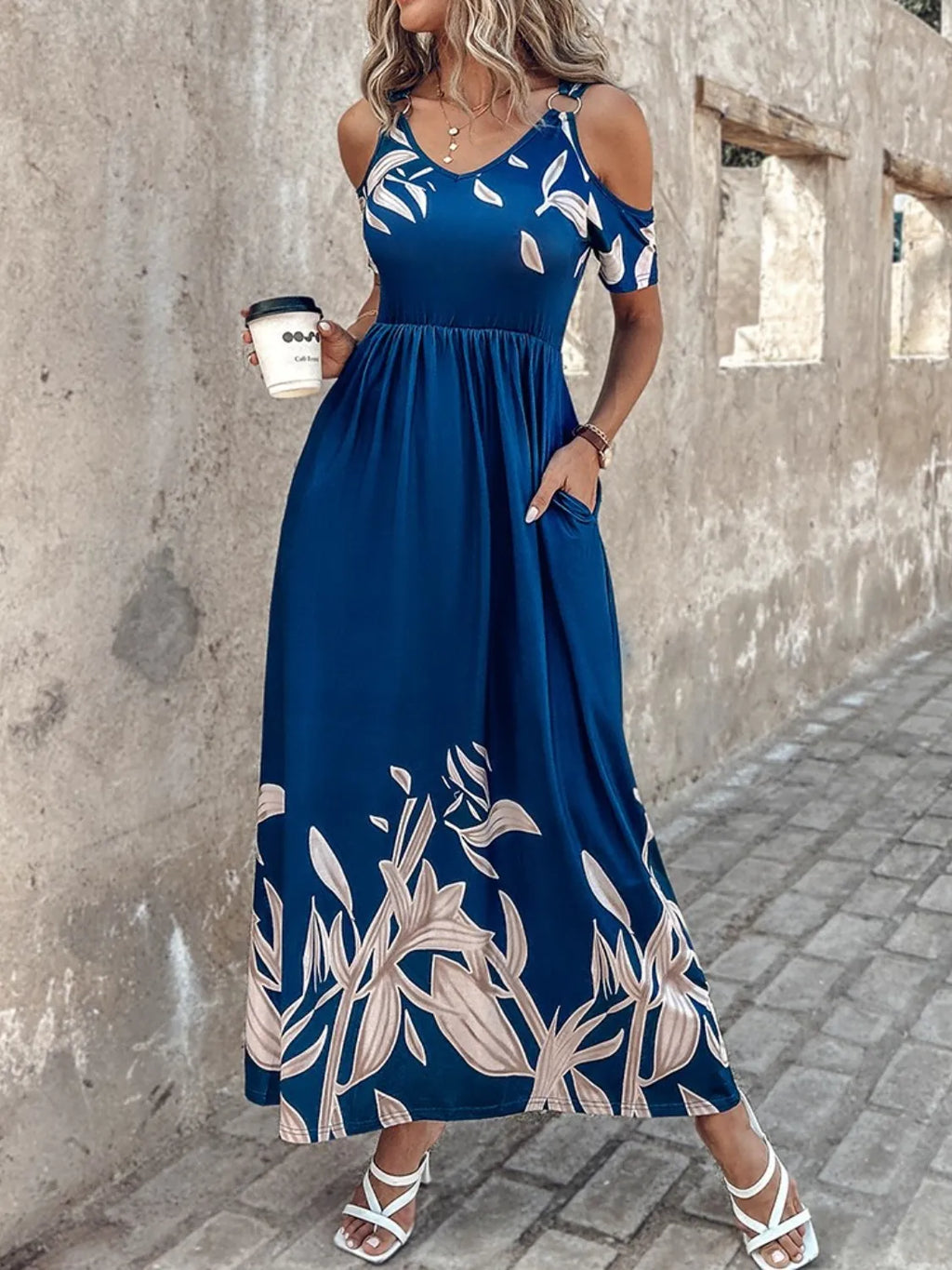 Printed Cold Shoulder Dress