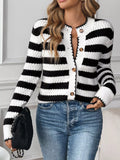 Striped Button-Up Long Sleeve Cardigan