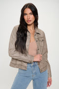 Vegan Leather Utility Shacket with Pockets