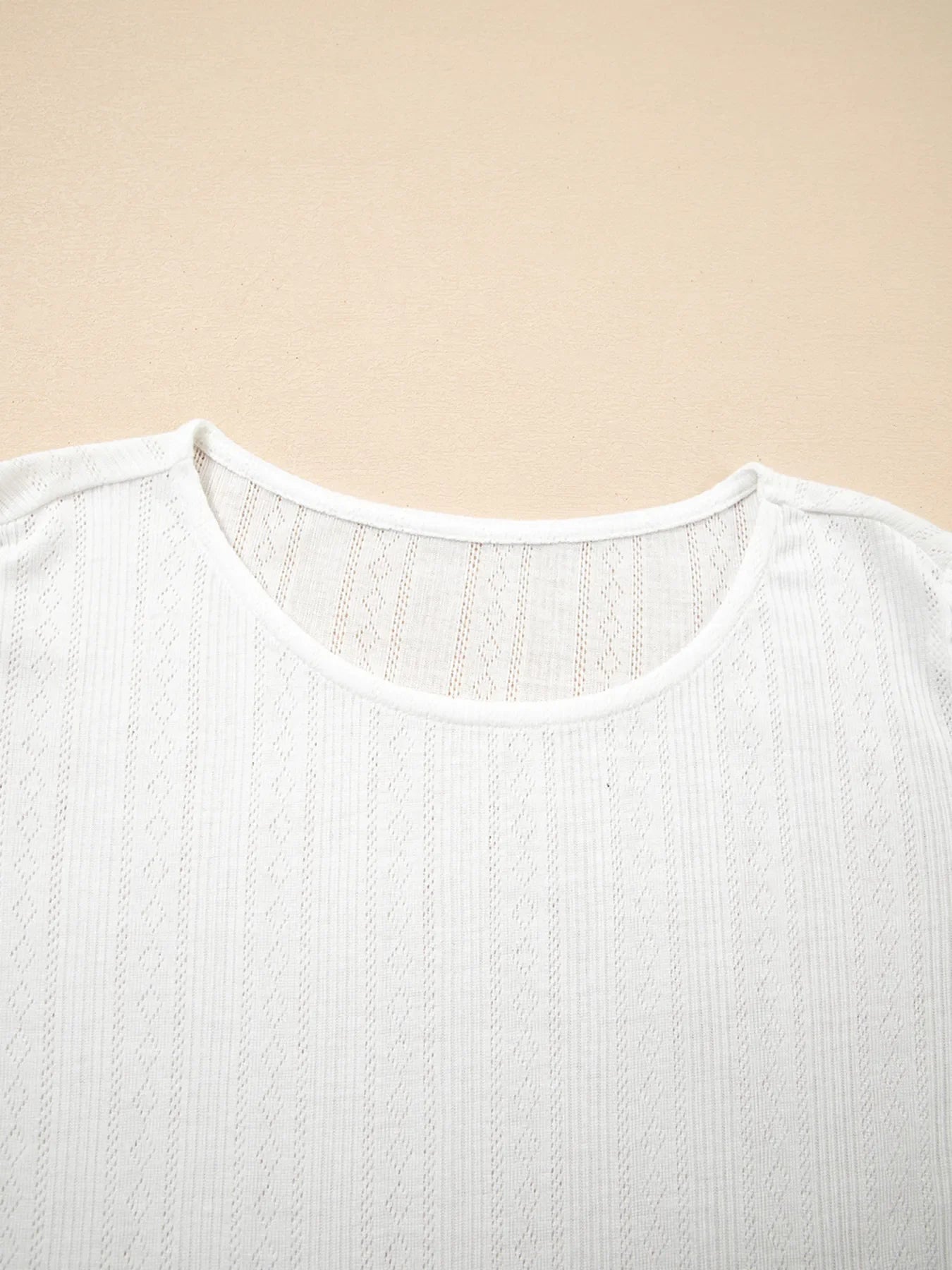 Scalloped Lace Trim Jacquard Textured T Shirt