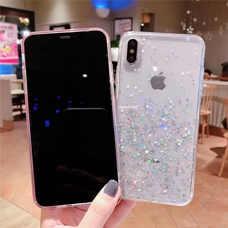 Glitter Luxury Soft Phone Case For iPhone 13 mini 12 Pro 11 ProMax For iPhone XR XS Max X 8 7 6s 6 Plus Back Cover Case Fashion Glitter Silicone Clear Shiny Sparkly Soft Flexible Shock-Absorbing Slim Protective Case