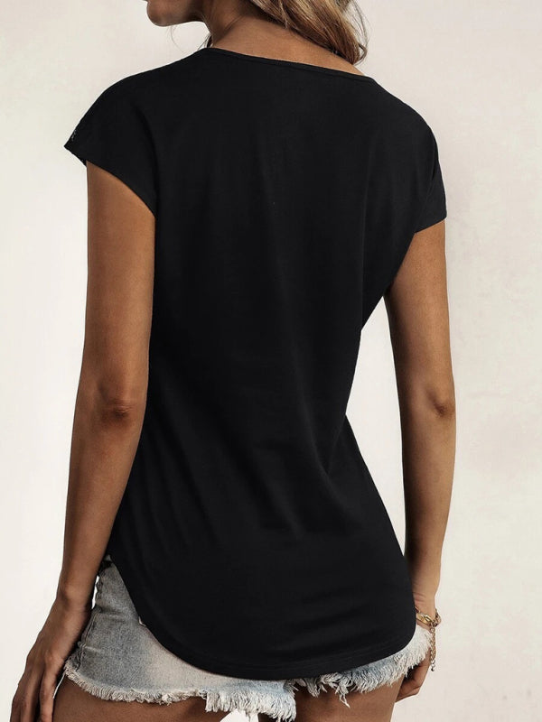 Lace Detail V-Neck Tank Top Cotton Blend Women's Sleeveless Tee