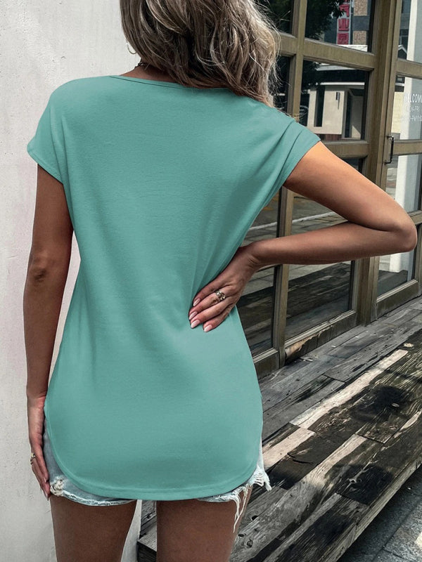 Lace Detail V-Neck Tank Top Cotton Blend Women's Sleeveless Tee