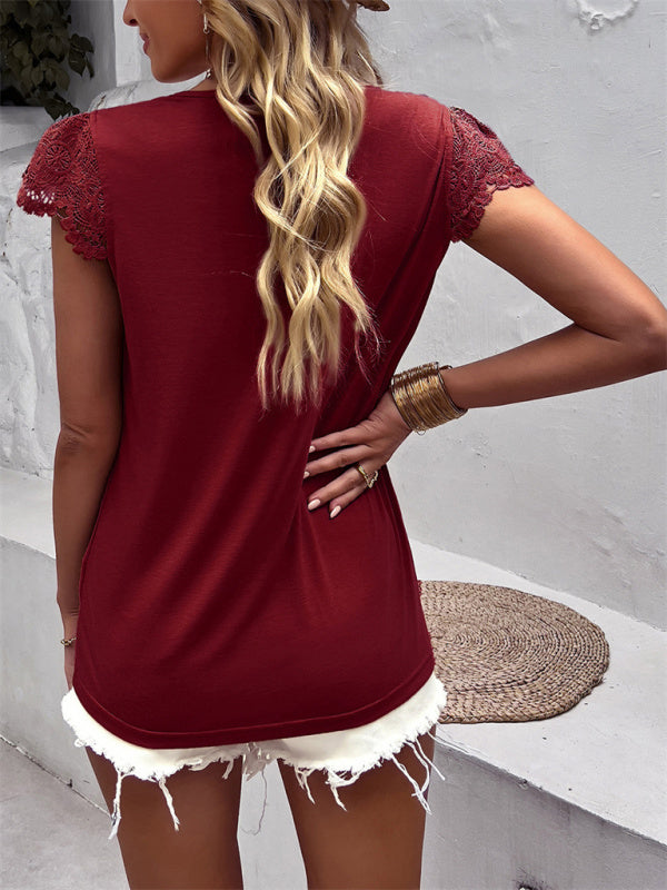 Modern Flying Sleeve V-Neck Knitted Sweater Top
