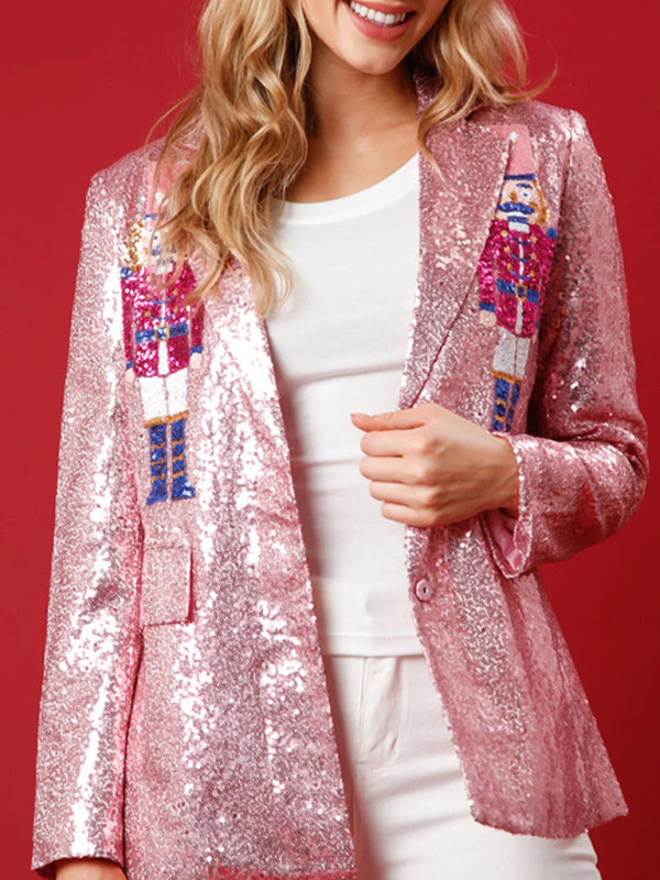 Women's Sequined Blazer Top - Festival Wear - Multiple Colors