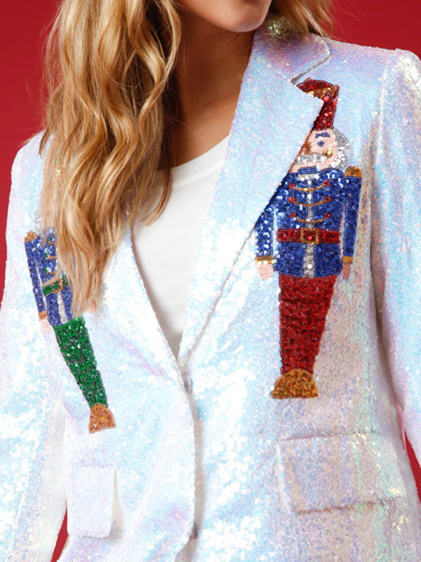 Women's Sequined Blazer Top - Festival Wear - Multiple Colors