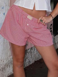 High Waist Wide Leg Plaid Shorts - Vintage Casual Summer Shorts