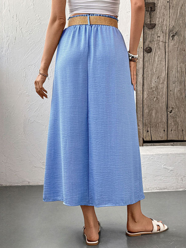 Women's Pocket Button Skirt (With Belt)