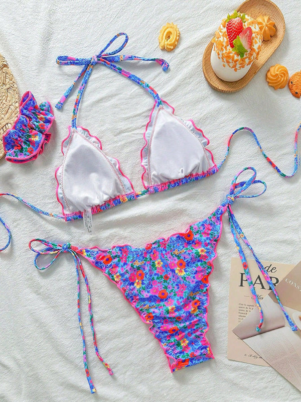 Sexy floral print bikini