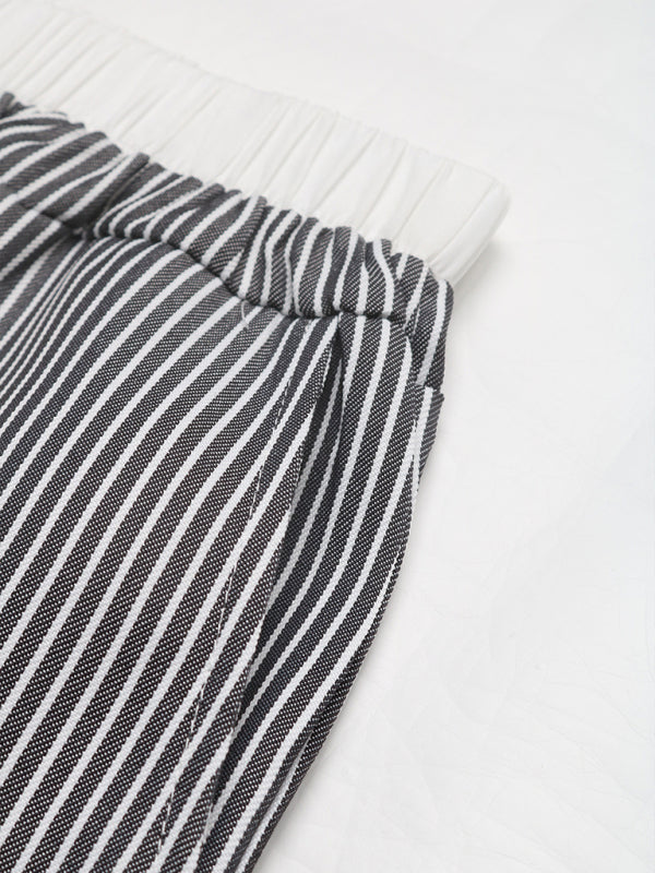 Contrast color striped casual trousers