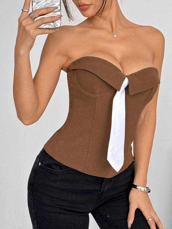 Wrap Tie Vest - Solid Color Knit Top