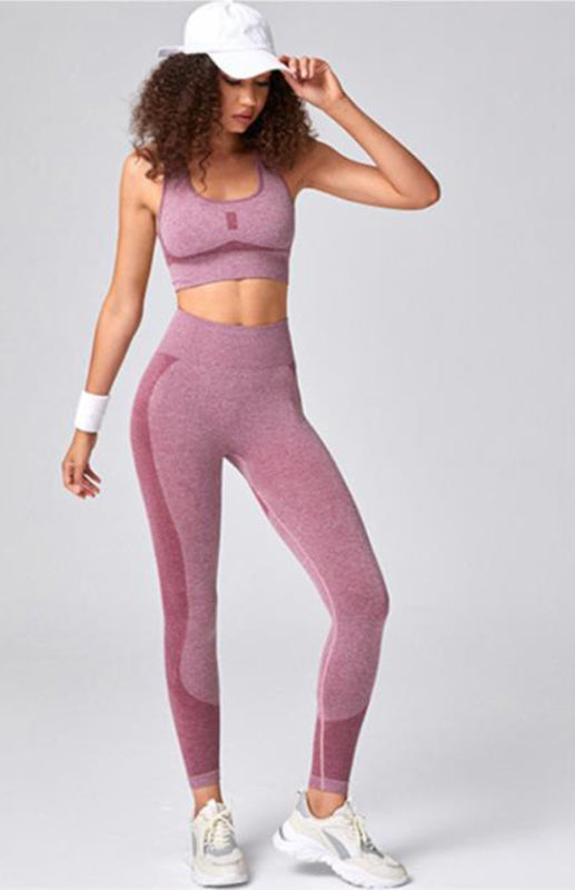 Women's Seamless Mesh Athletic Set - Quick-Dry Sports Bra & Leggings