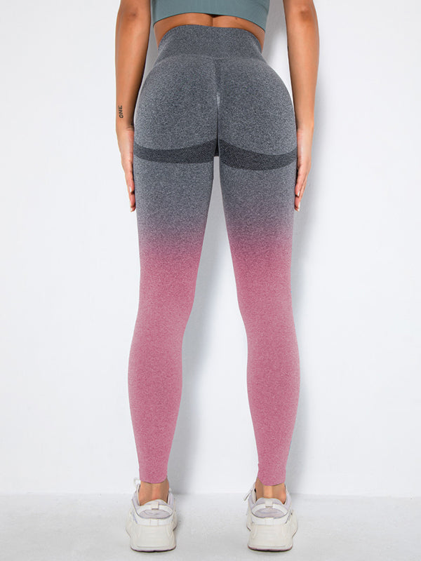 Women's Seamless Gradient High Waist Quick-Dry Hip Lift Fitness Leggings