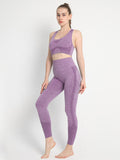 Women's Seamless Athletic Set - Dotted Sports Bra & High-Waist Leggings