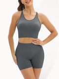 Women's Seamless Cotton Athletic Set - High-Waist Shorts & Tank Top