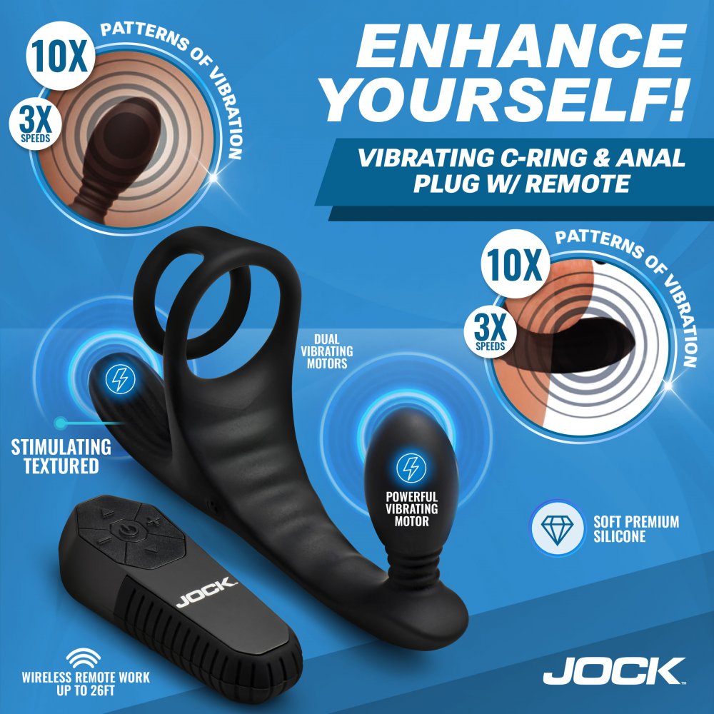 JOCK Triple Rush Vibrating C-Ring and Anal Plug