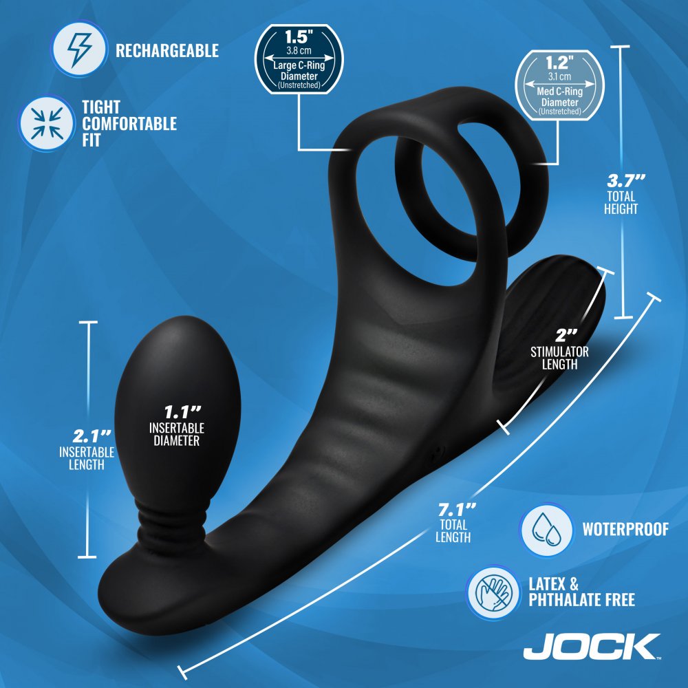 JOCK Triple Rush Vibrating C-Ring and Anal Plug