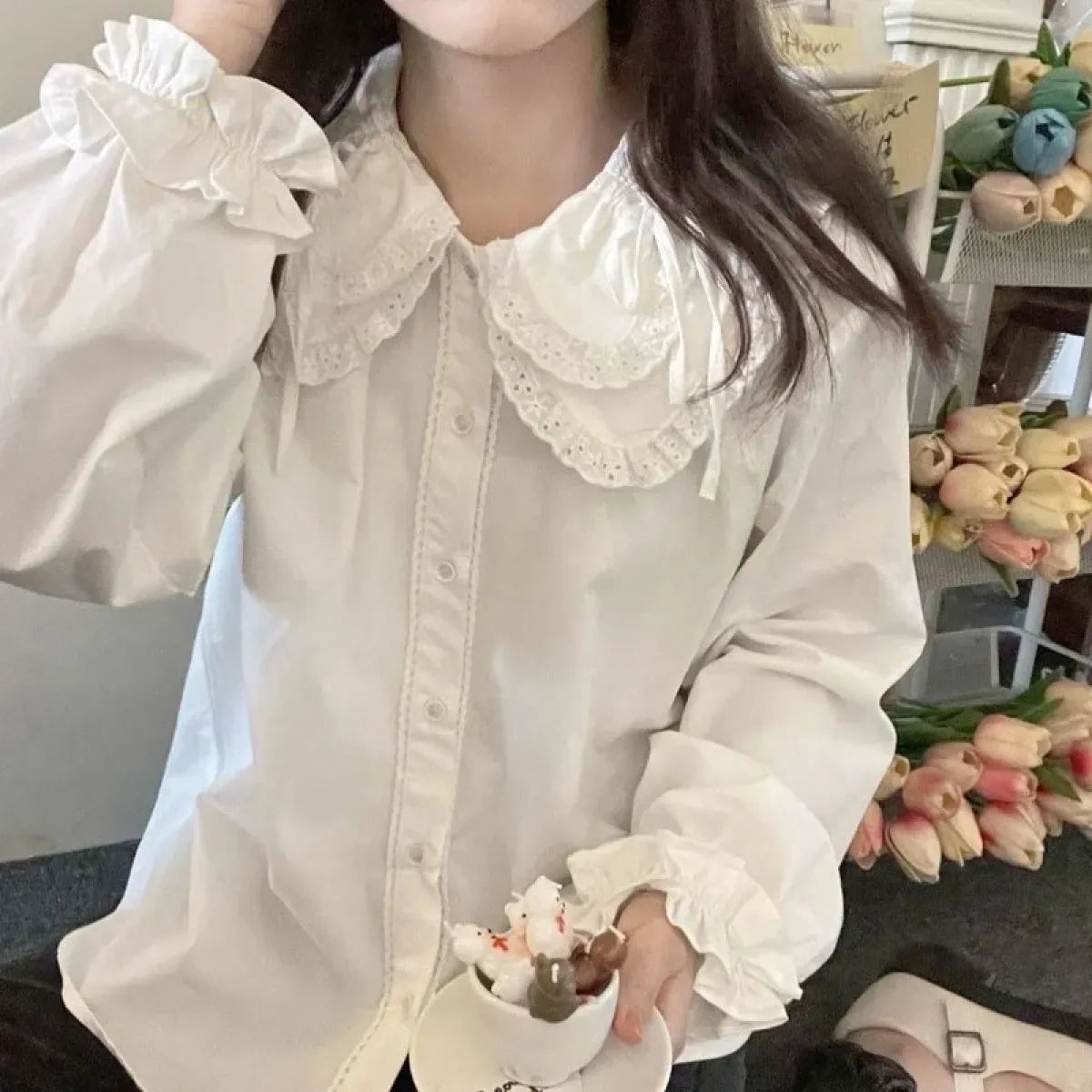Kawaii Lolita Ruffle Knit Sweater Vest - Japanese Bow Cardigan