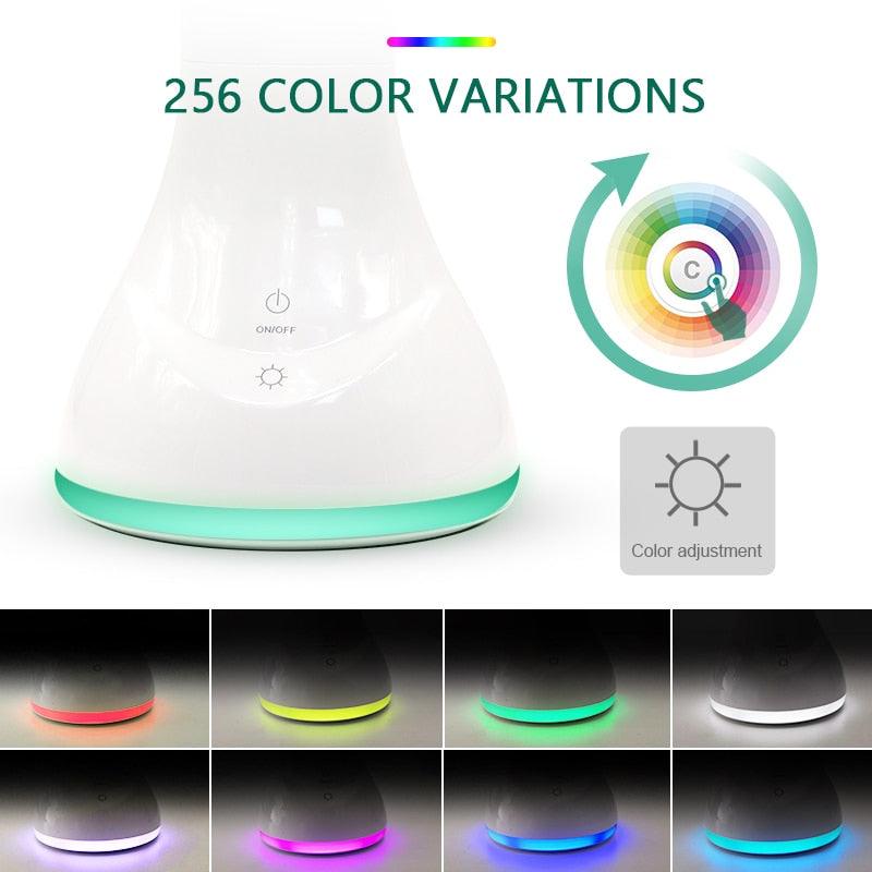 LED Desk Lamp Foldable Dimmable Touch Rechargeable Table Lamp with Calendar Temperature Alarm Clock Decorative Table Lamp Cute Study Lamps for Bedroom Décor