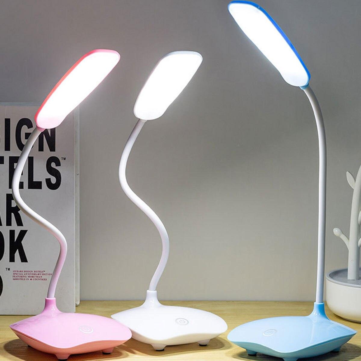 LED Three-Speed Touch Dimming Reading Lamp USB Charging Plug-in White Warm Eye Protection Student Table Light Study Night Light Decorative Table Lamp Cute Study Lamps for Bedroom Décor
