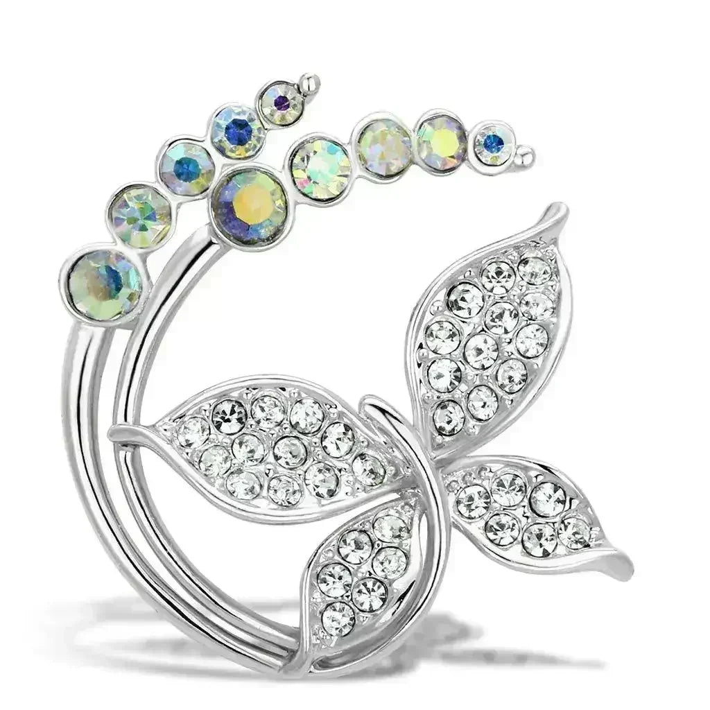 LO2861 - Flash Gold White Metal Brooches with Top Grade Crystal  in