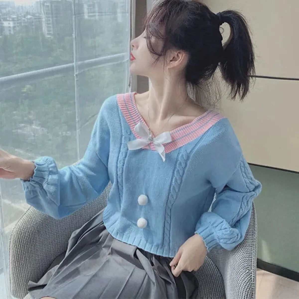 Lucy Lou Style Knit Crop Sweater