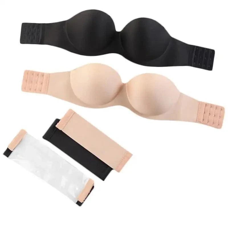 New Trendy Invisible Bras Bralette Underwear Women's Push Up Strapless Bra Wedding Brassiere Underwired Back 1/2 Cup