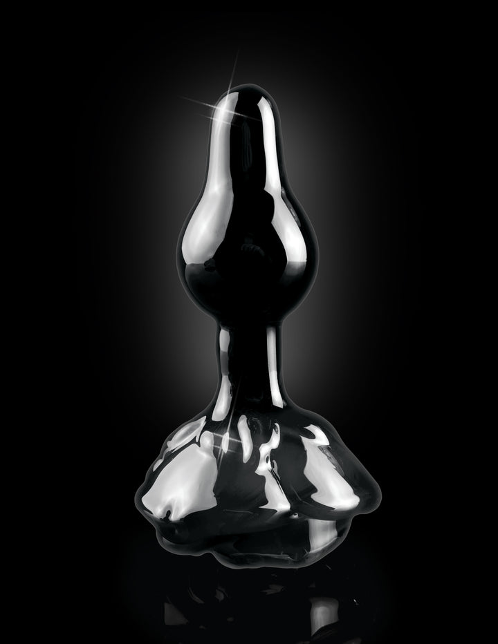 Icicles No. 77 Glass Rose Butt Plug - Black