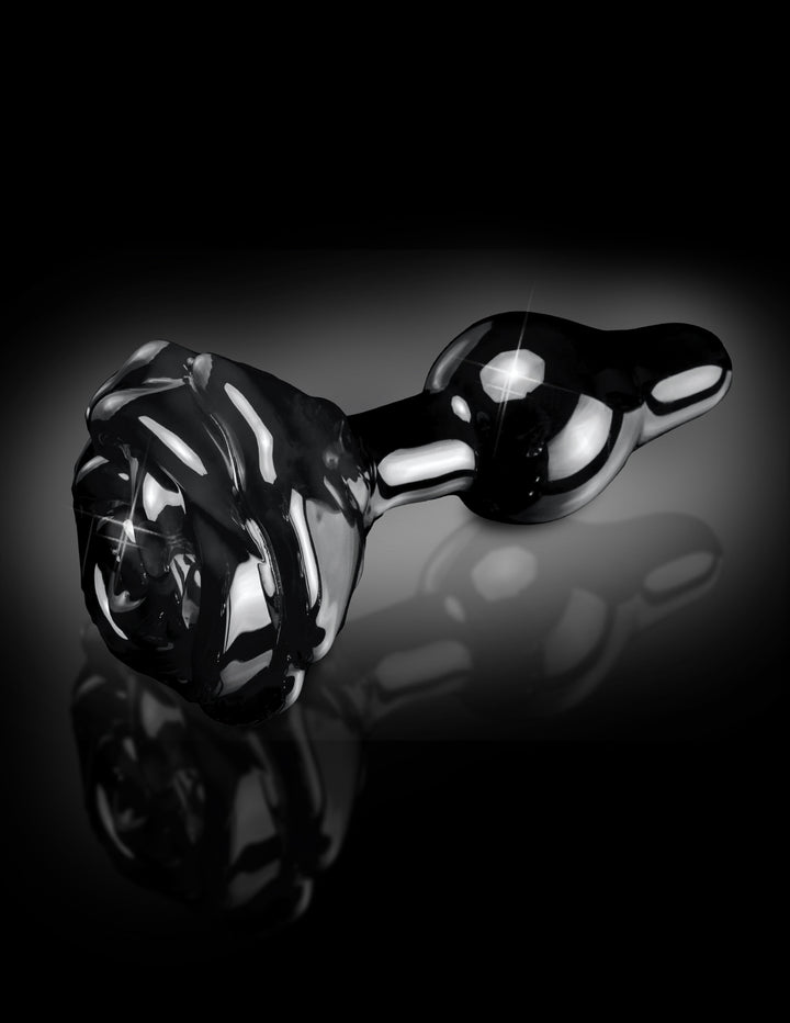 Icicles No. 77 Glass Rose Butt Plug - Black