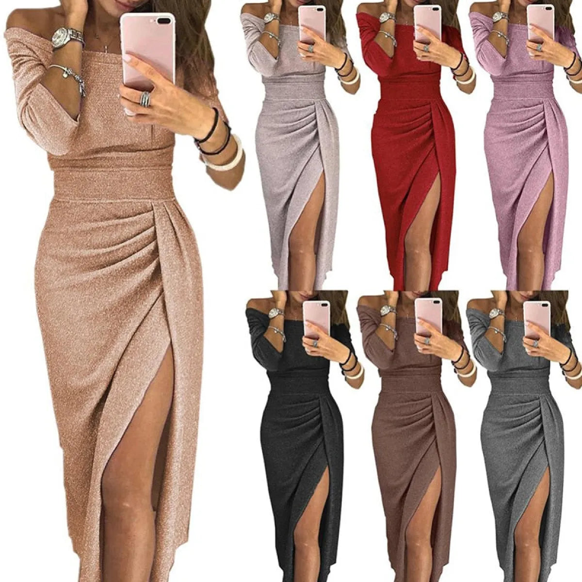 Sexy Pleated Split Dress