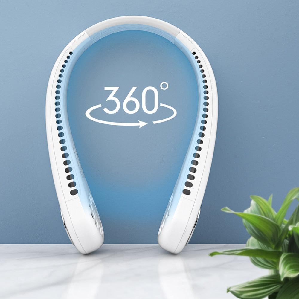 Portable Neck Fan USB Rechargeable Bladeless Mini Electric Fan Silent Neckband Wearable Cooling Fan for Sports Travel Portable Bladeless Rechargeable Electric Fan for Travel