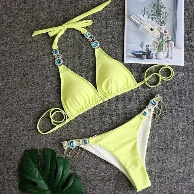 PAYASEN Rhinestone Bikini - Crystal Diamond Swimsuit for Women