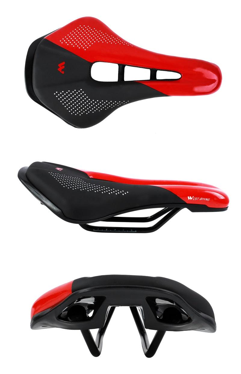 Leather Bike Saddle Mountain Road Bike Seat Leather Saddle Comfort Cushion Breathable Replacement Soft Padded Bicycle Seat With Shock Absorbing Waterproof Universal Leather Saddle