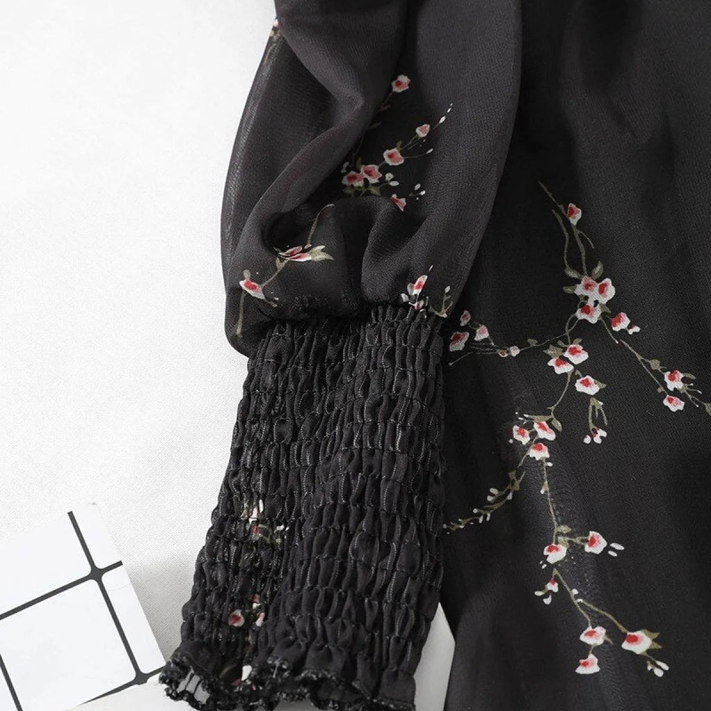 Vintage Flower Puff Sleeve Dress