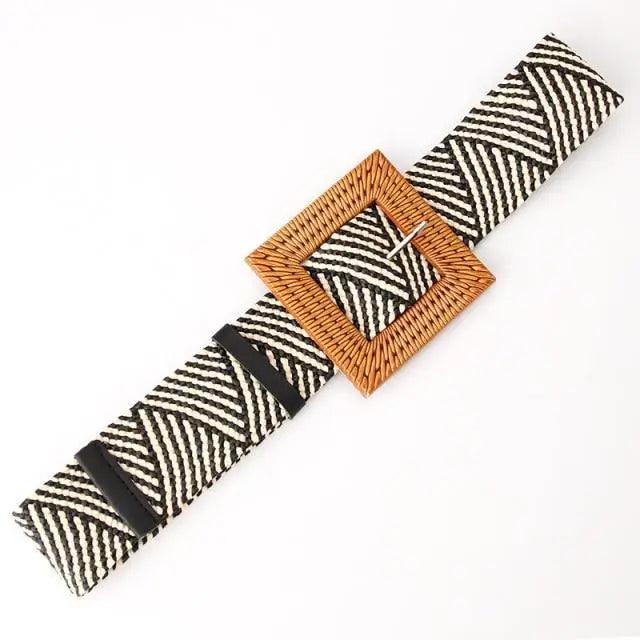 Round Women Waist Belt Classic Wooden Buckle Casual Style Buckle Simple Lightweight Waist Dress Band