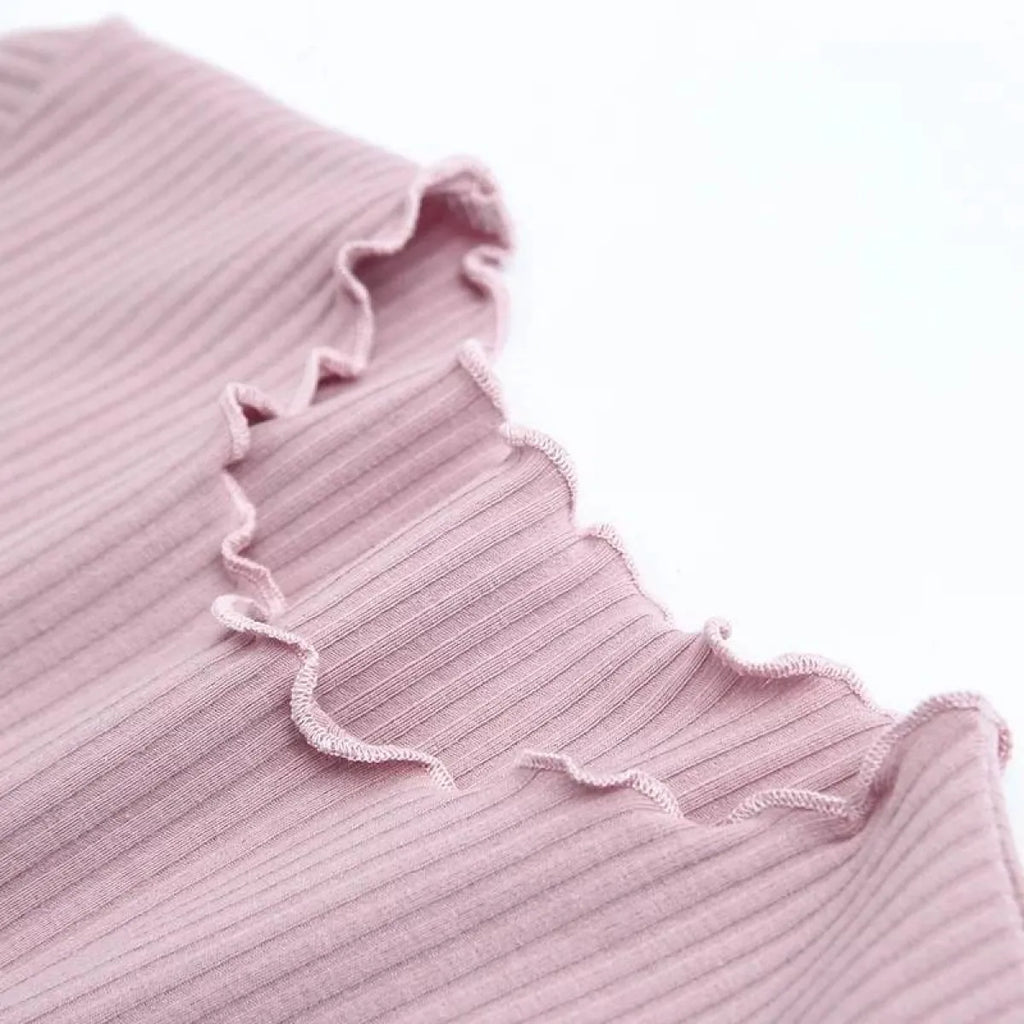 Ruffle Trim Crop Top