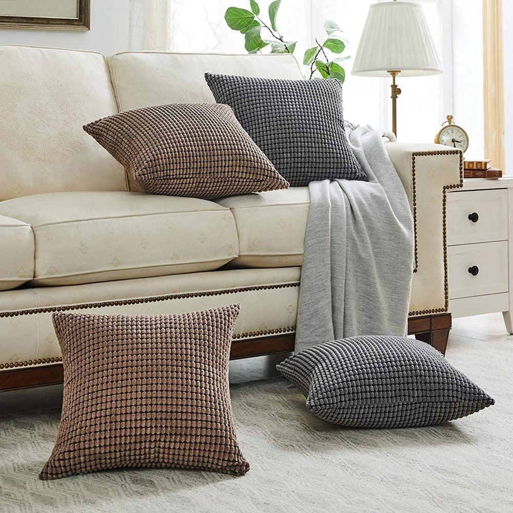 Soft Polyester Cushion Cover Corn Striped Pillow Cozy Throw Pillow Covers Cases for Couch Bed Sofa Ultra Soft Striped Cover Nordic Home Decor Throw Pillow Case Car Living Room Autumn Decoration