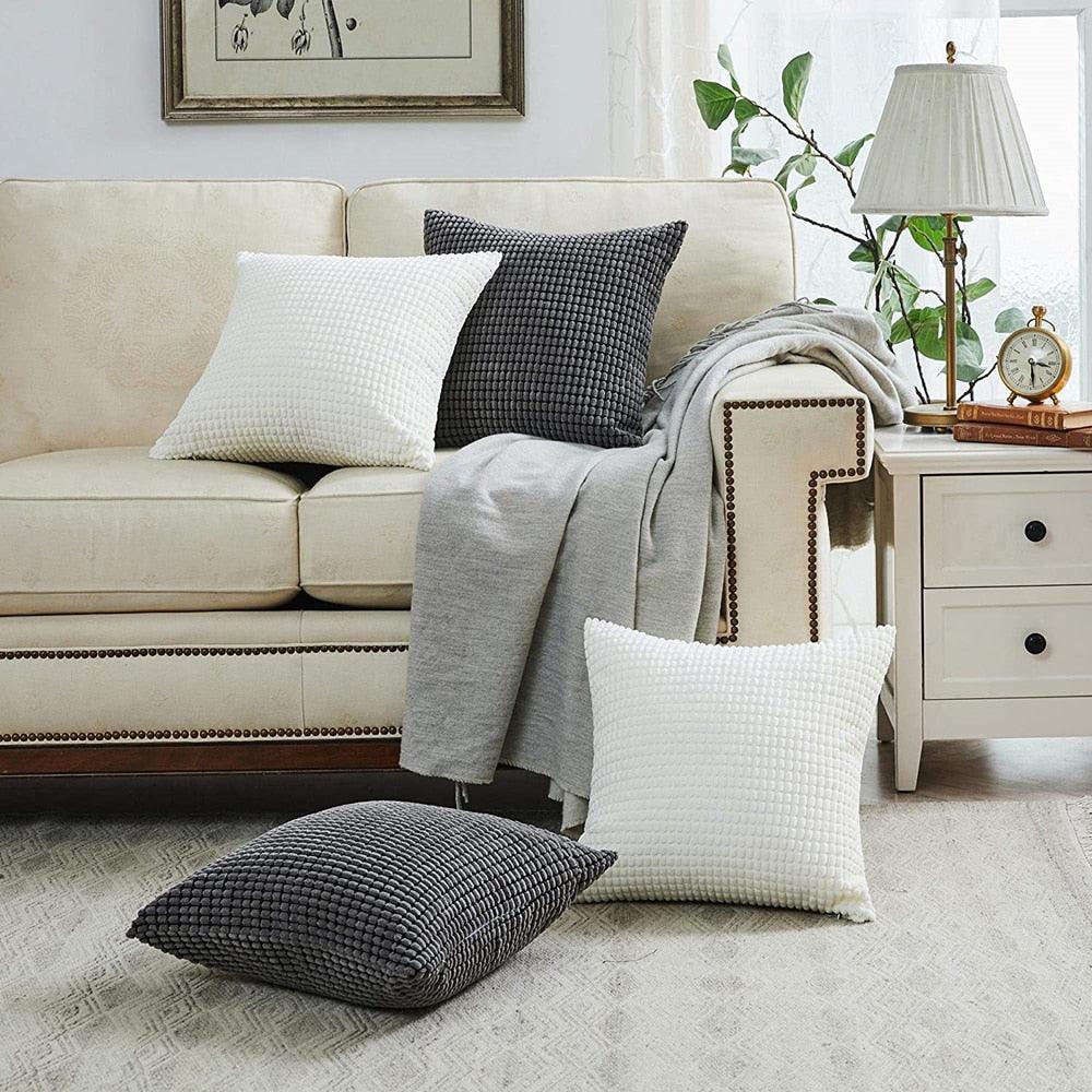 Soft Polyester Cushion Cover Corn Striped Pillow Cozy Throw Pillow Covers Cases for Couch Bed Sofa Ultra Soft Striped Cover Nordic Home Decor Throw Pillow Case Car Living Room Autumn Decoration